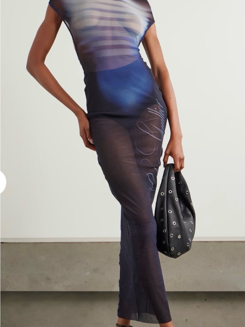 Jean Paul Gaultier Sheer Navy Blue Maxi Dress